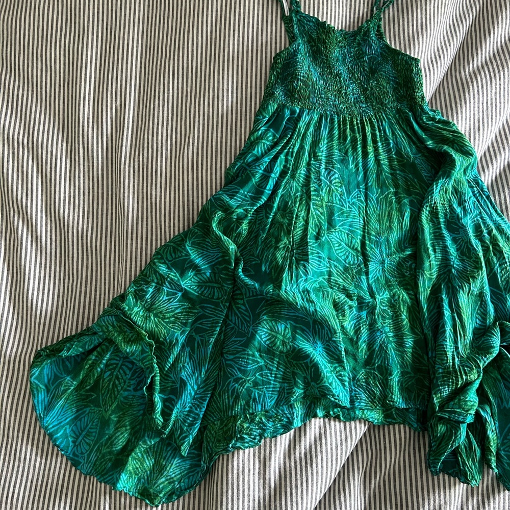 Blue Ginger Hawaiian Dress Blue Green Girls size 12